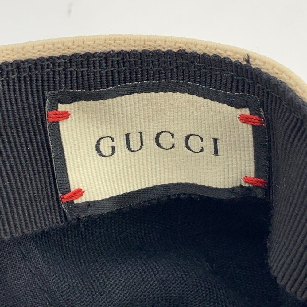 X17104 Gucci black logo cotton cap with brim 7.5cm circumference 60cm XL slight - Picture 7 of 9